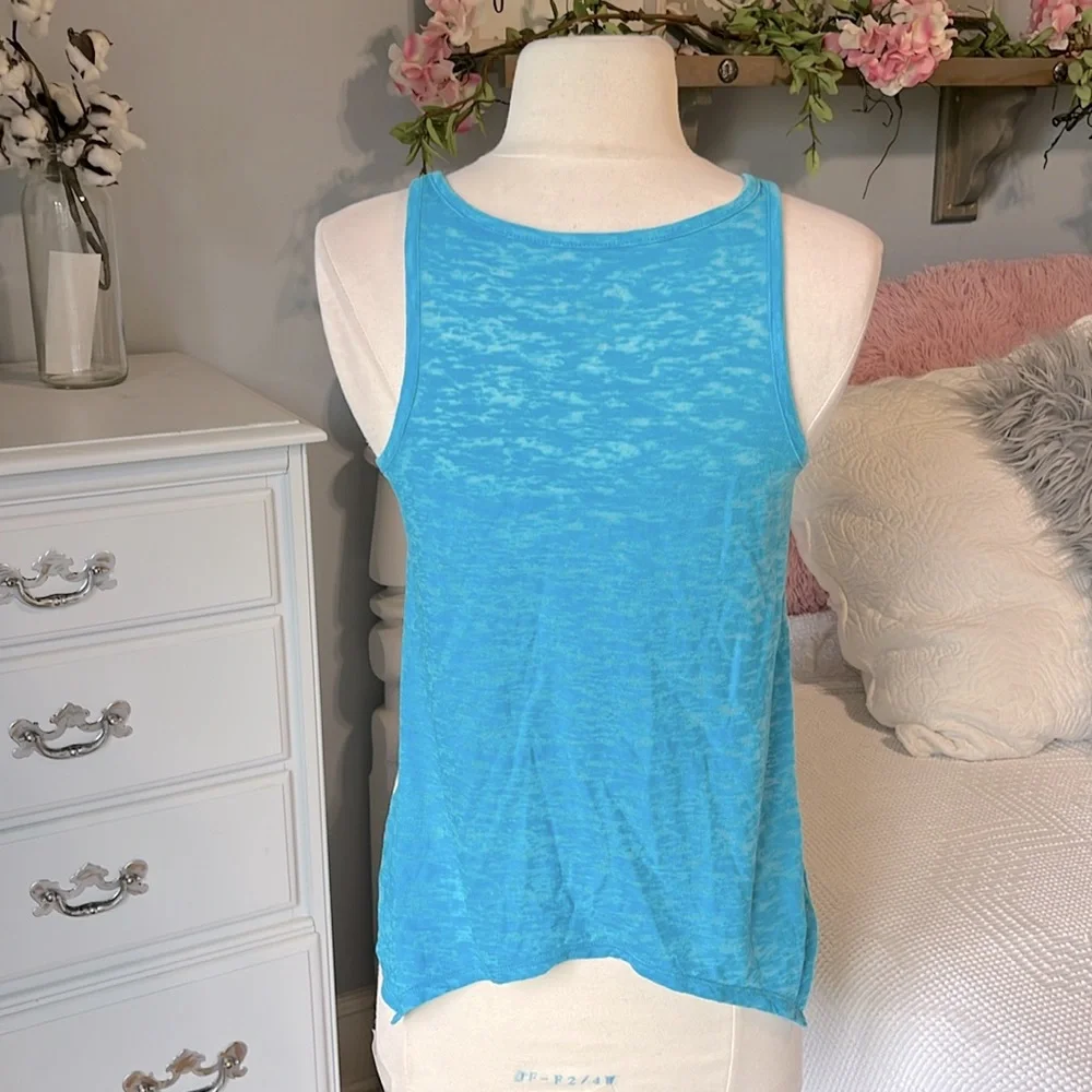 Justice Top Flowy Tank Girls 12 Beach Dream Blue Shirt